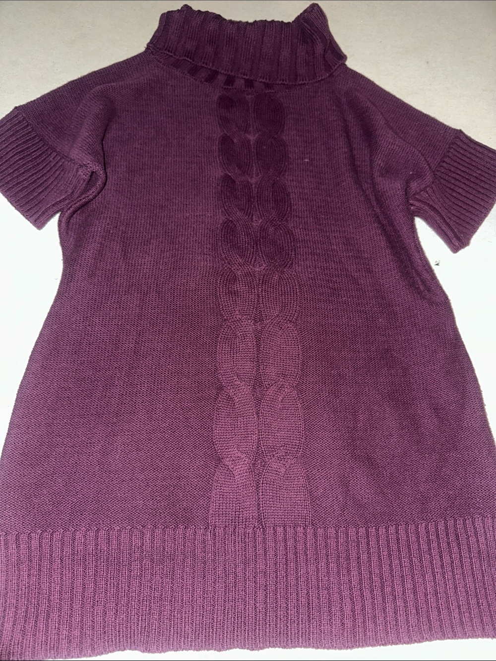 Womens Size M New York & Co. Purple Cable-Knit Short Sleeve Turtleneck Sweater